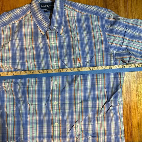 POLO RALPH LAUREN Short Sleeve Classic Fit Button Shirt Plaid Size Medium(e5 - Picture 6 of 9